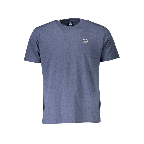 Classic Blue Cotton Tee with Logo Detail