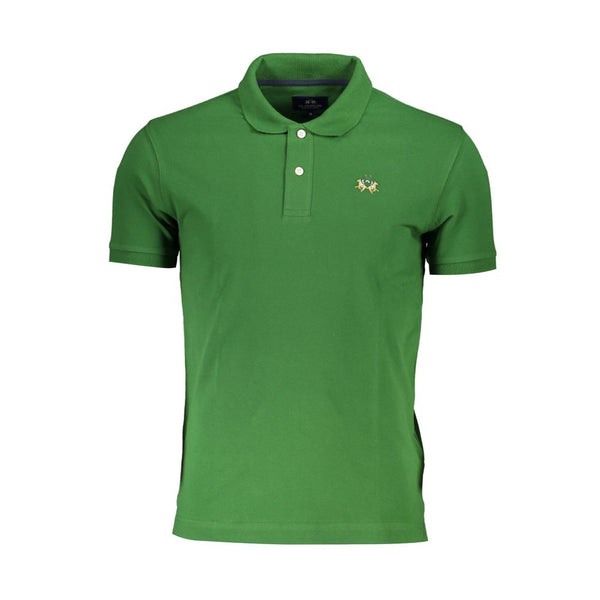 Polo vert slim élégant avec des détails contrastés