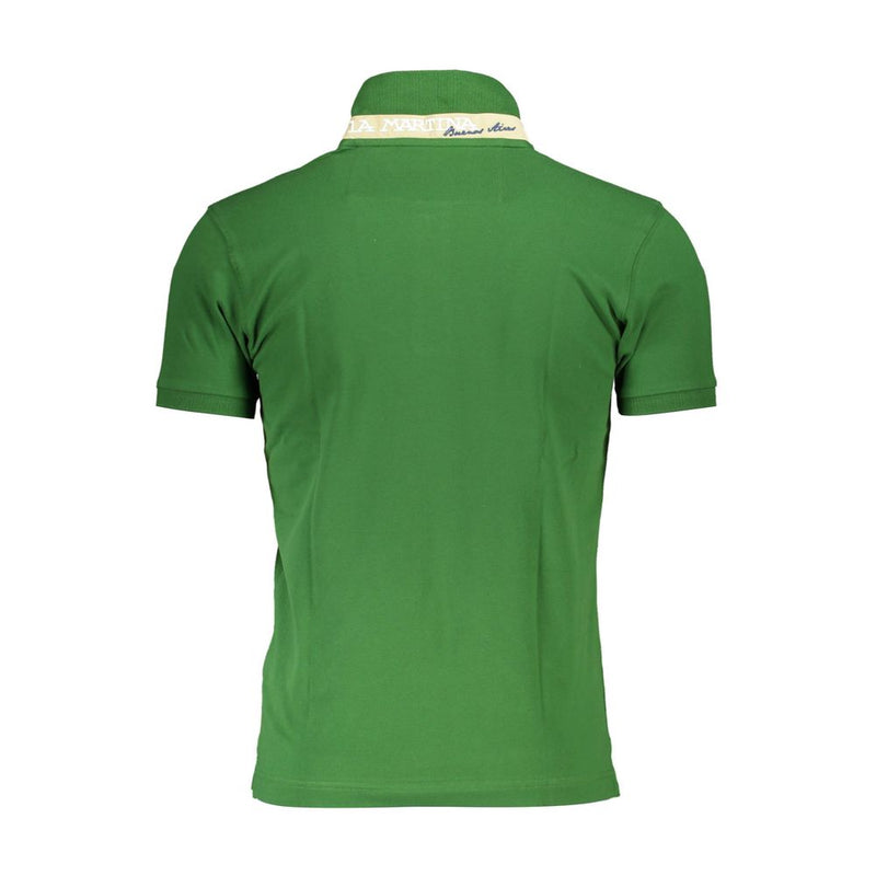 Elegant Slim Fit Green Polo mit kontrastierenden Details