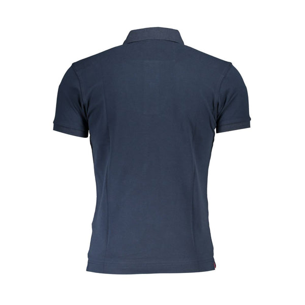 Elegante polo blu Slim-Fit con dettagli contrastanti