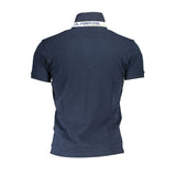 Elegante polo blu Slim-Fit con dettagli contrastanti