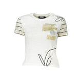 Chic White Printed Tee με λεπτομέρειες αντίθεσης