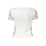 Chic White Printed Tee με λεπτομέρειες αντίθεσης