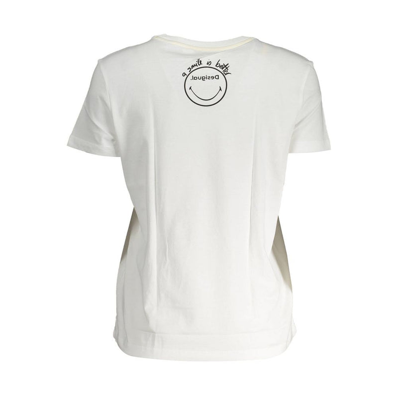 T-shirt en coton imprimé blanc chic avec logo