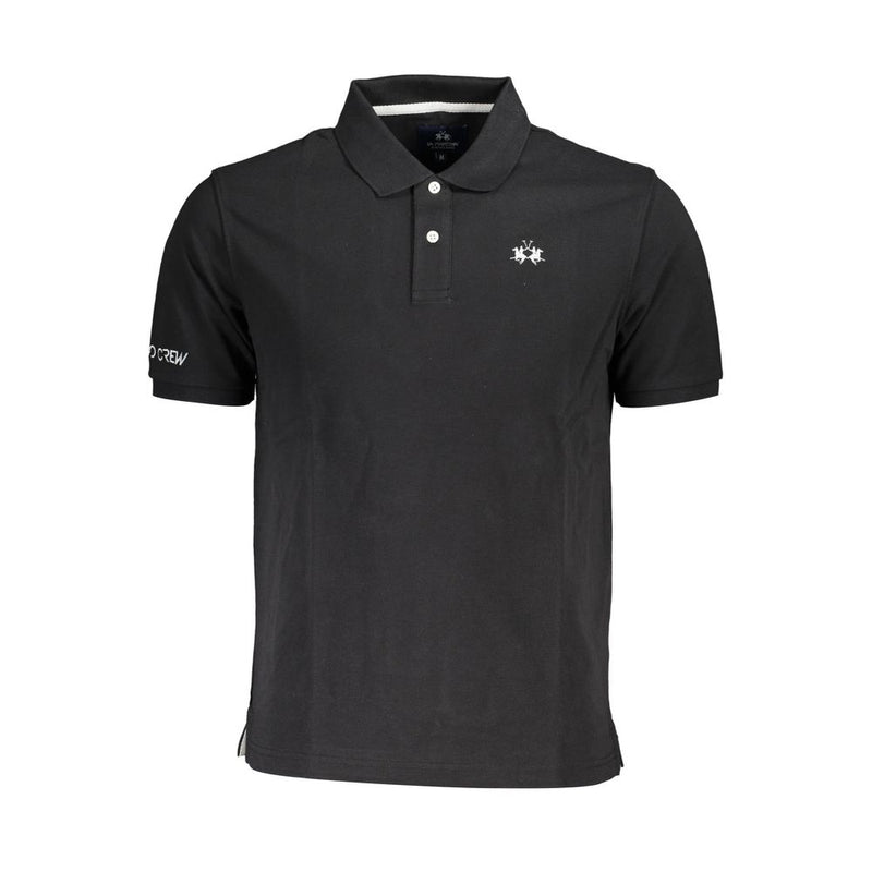 El elegante polo de algodón negro con bordado