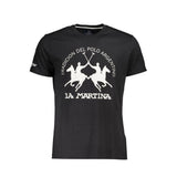 Elegante camiseta de algodón negro con estampado icónico