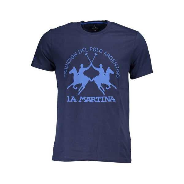 Elegante camiseta de algodón azul con estampado elegante