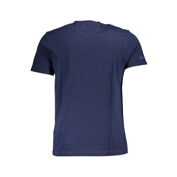 Elegante camiseta de algodón azul con estampado elegante