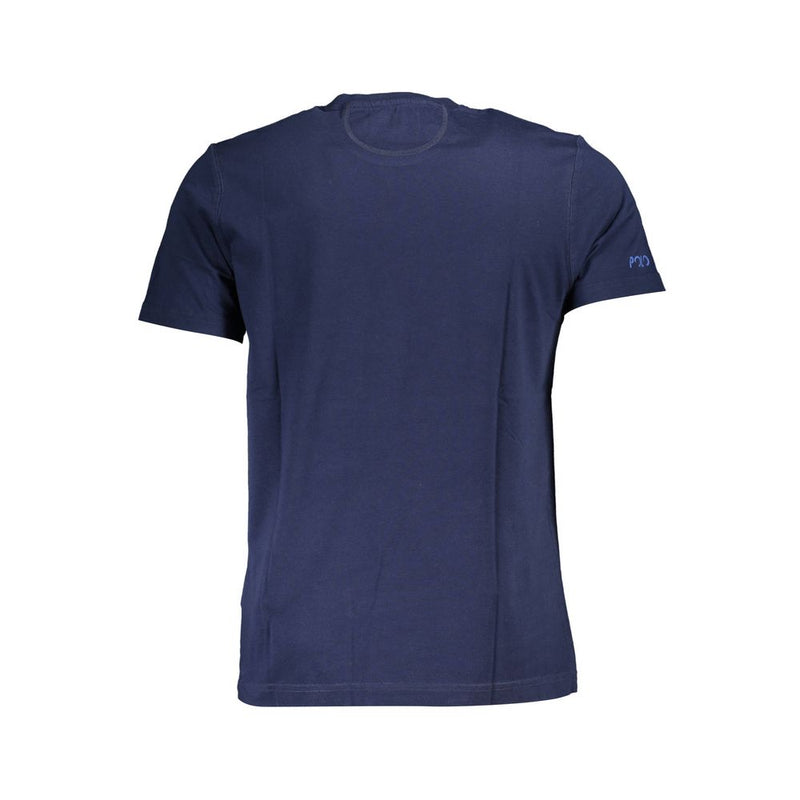 Elegantes blaues Baumwoll -T -Shirt mit schickem Druck