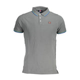 Elegante polo de algodón gris con detalles contrastantes