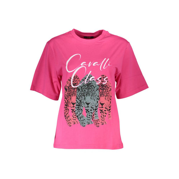 Elegant Slim Fit Pink Tee con estampado elegante