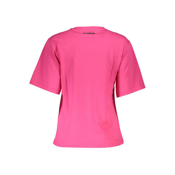 Elegant Slim Fit Pink T -Shirt mit schickem Druck