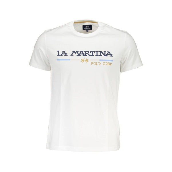 Elegante camiseta de cuello redondo blanco con estampado