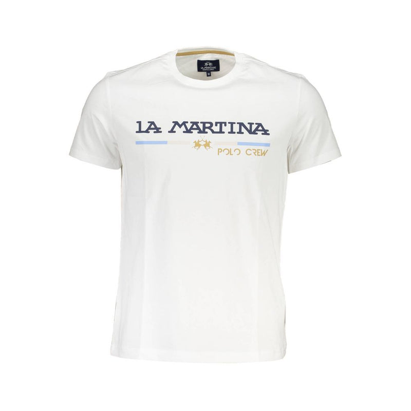 Elegante camiseta de cuello redondo blanco con estampado