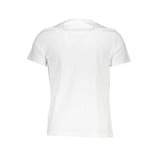 Elegante camiseta de cuello redondo blanco con estampado