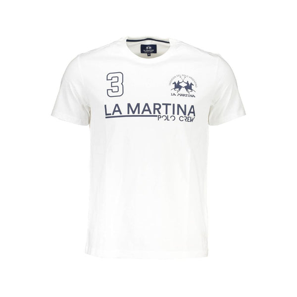 Elegante camiseta de algodón blanco con estampado icónico