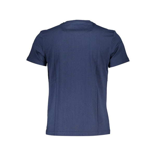 Elegantes blaues Baumwoll -T -Shirt mit Signature Druck