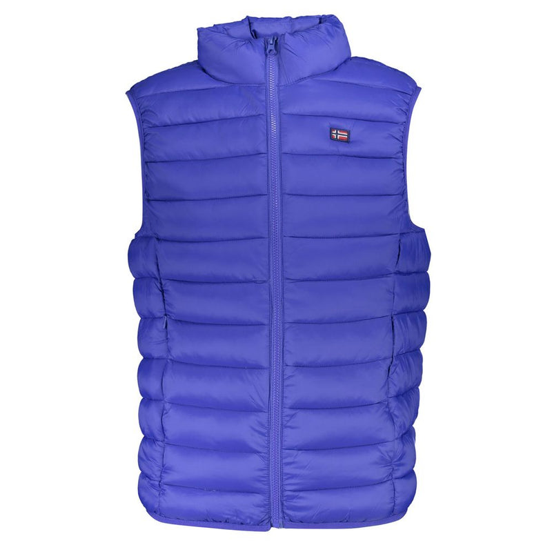 Schlanke ärmelloses blaue Jacke