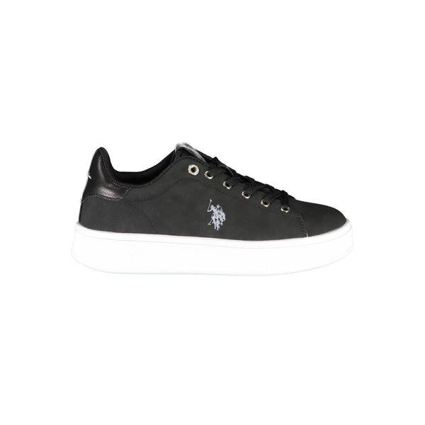 Chic Black Schnüresport -Sneaker mit Logo -Details