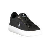 Chic Black Schnüresport -Sneaker mit Logo -Details