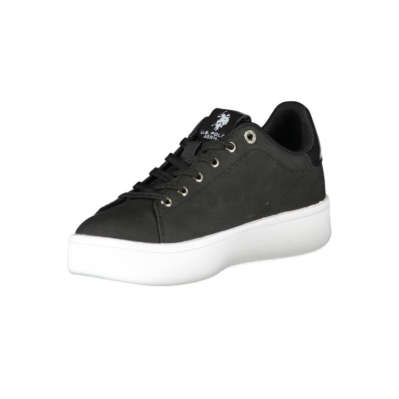 Chic Black Schnüresport -Sneaker mit Logo -Details