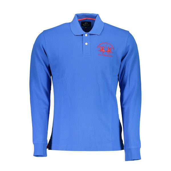 Elegante polo a maniche lunghe in blu chic