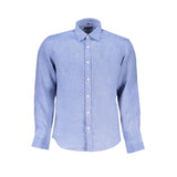 Camisa de lino azul