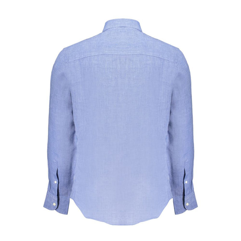 Camisa de lino azul