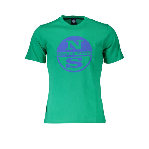 Tee de logo en coton vert avec cou rond