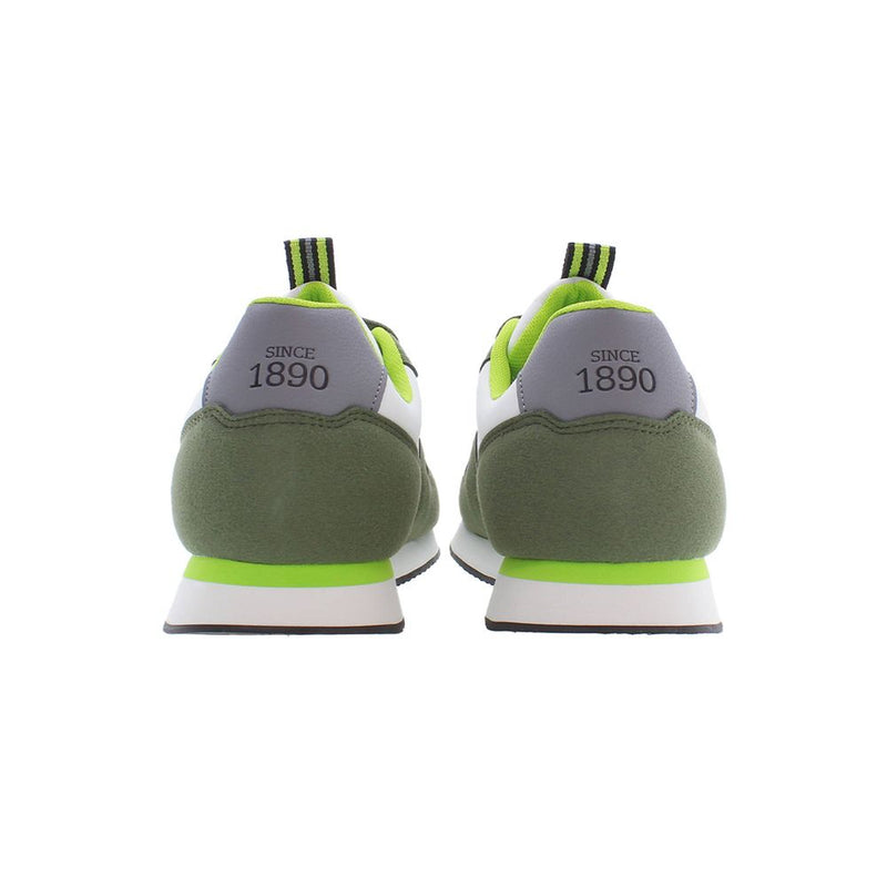 Green Lace-Up Sneakers with Contrasting Details