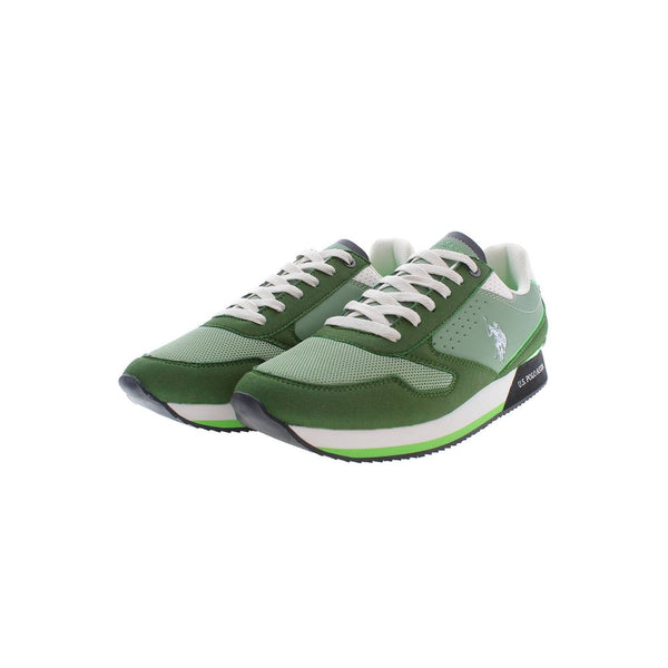 Sleek Green Sneakers with Iconic Logo Accents