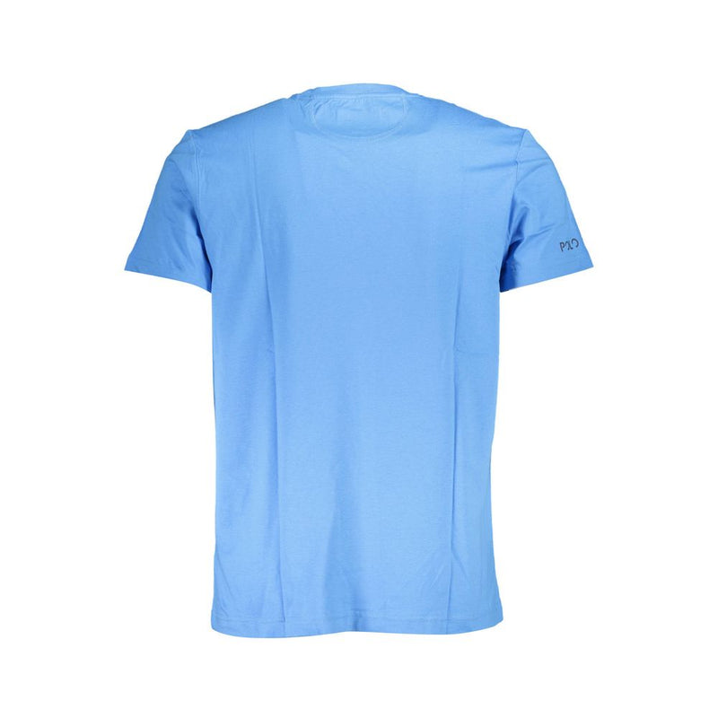 Elegante camiseta bordada de azul claro