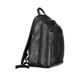 Elegant Black Leather Backpack with Laptop Compartment