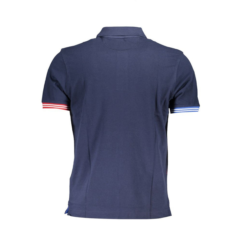 Elegant Blue Contrast Detail Polo -Shirt