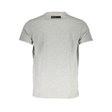 Schlankes graues Crew -Hals -Baumwoll -T -Shirt