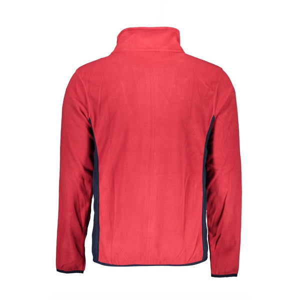 Red Contrast Zip Sweater with Pockets