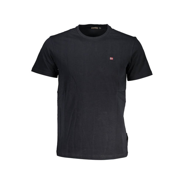 Elegante camiseta de algodón negro bordado