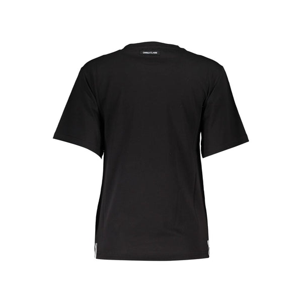 Elegante camiseta de algodón negro con estampado exclusivo