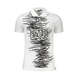 Elegant White Cotton Polo with Signature Print