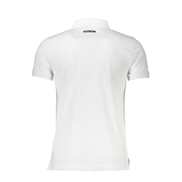 Elegant White Cotton Polo with Signature Print