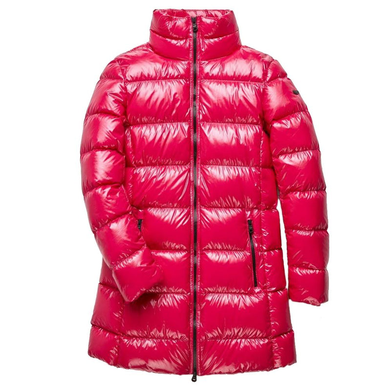 Fucsia Shimmer Long Down Jacket