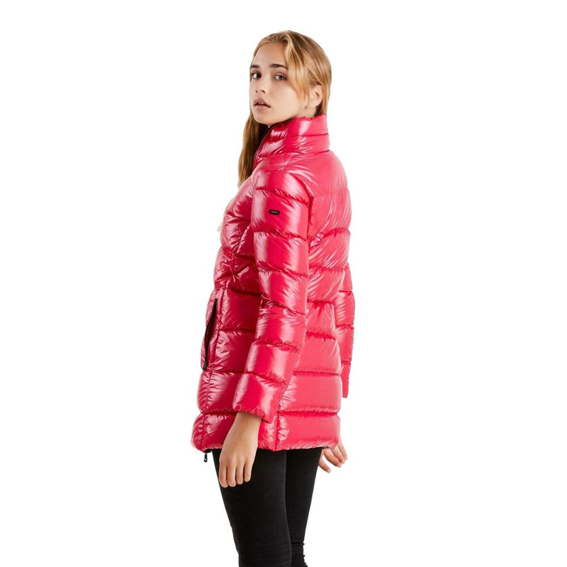 Fucsia Shimmer Long Down Jacket