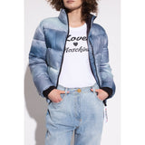 Chic Hell Blue Down Jacke mit Logo Patch