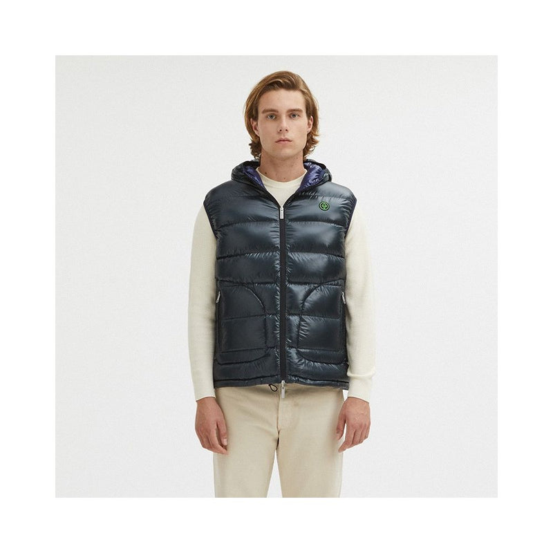 Reversible Centogrammi Hooded Vest in Blue/Grey