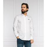 Camicia in cotone bianco in forma slim con logo Eagle