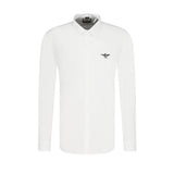 Slim Fit White Baumwollhemd mit Eagle -Logo