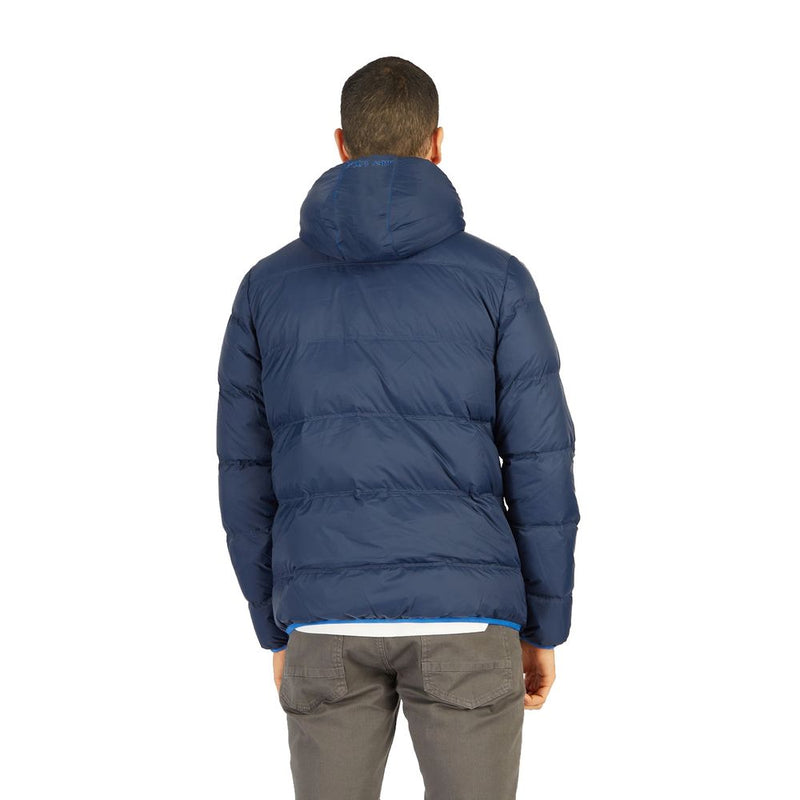 Elegant Blue High-Collar Men's Puffer Jacket