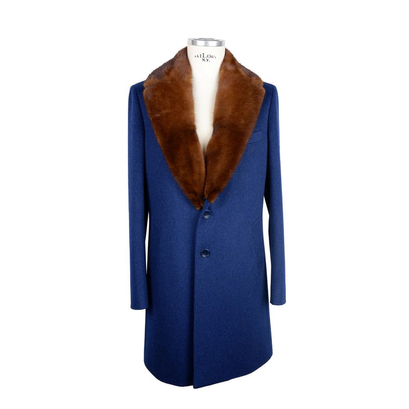 Elegant Virgin Wool Coat with Mink Fur