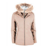 Chaqueta de Down Beige con capucha de piel