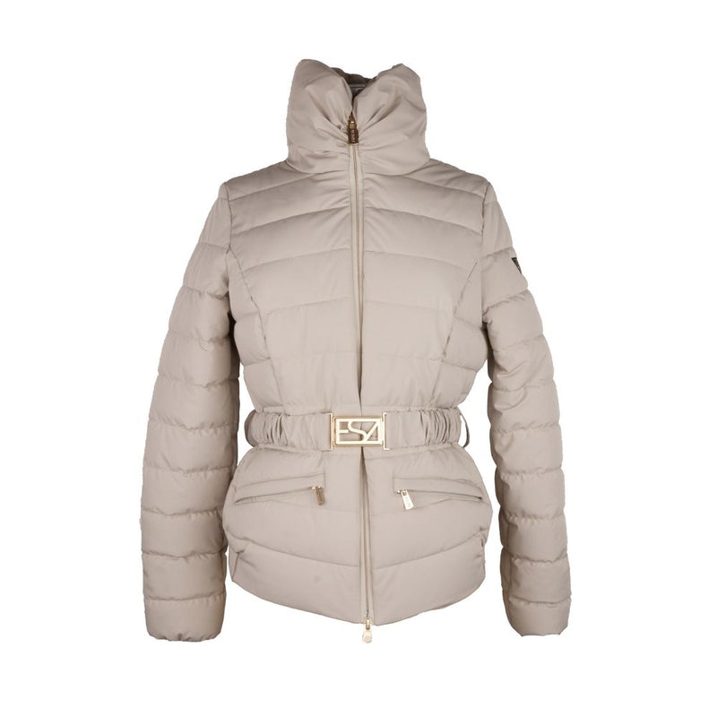 Giacca zip-up grigia chic con dettaglio logo